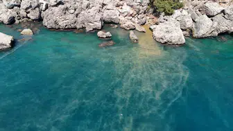 Lara sahilinde atık su denize karıştı, turkuaz renk sarıya döndü