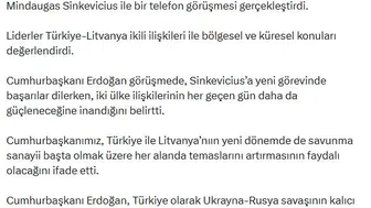 Erdoğan'dan Litvanya Başbakanı'na savunma sanayii vurgusu