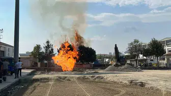 Çorlu'da kazı çalışması sırasında doğal gaz borusu patladı
