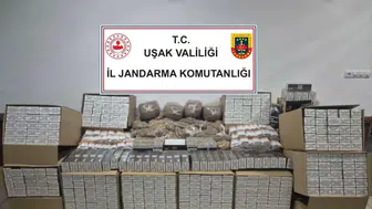 Uşak’ta jandarmanın baskınında yüklü miktarda kaçak ürün yakalandı