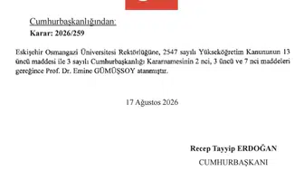 Eskişehir Osmangazi Üniversitesi’nin yeni rektörü Emine Gümüşsoy oldu