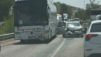 Seydikemer yolunda otobüs ve ticari araç çarpıştı