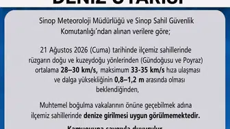 Sinop Türkeli sahillerinde denize girmek bugün tehlikeli