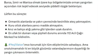 Ege ve Marmara için orman yangını uyarısı
