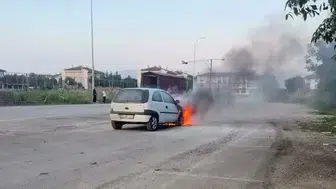 Düzce’de seyir halindeki otomobil alevlere teslim oldu