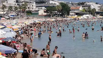Didim sahillerinde yoğun kalabalık
