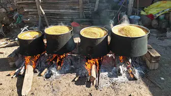 Yozgatlı çiftçiler kışlık bulgur için odun ateşinde ter döküyor