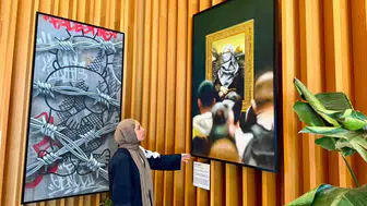 Fatih'te kütüphane girişine Filistin temalı anlamlı sergi kuruldu