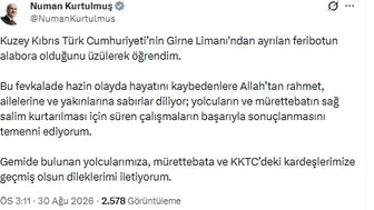 Girne açıklarında feribot faciası: TBMM Başkanı Kurtulmuş'tan acil mesaj