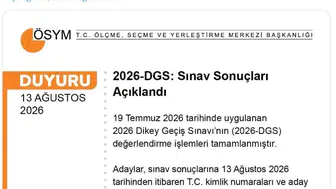 2026 DGS yerleştirme sonuçları erişime açıldı