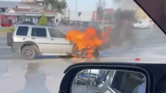 Kastamonu trafiğinde korkutan araç yangını