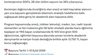 Üniversitelilere burs müjdesi Kontenjan 500 kişiye yükseldi