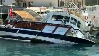 Akyaka'da gece yarısı tekne alarmı, ön tarafı suya gömüldü