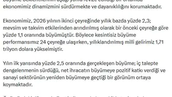 Türkiye ekonomisinde 24 çeyreklik kesintisiz büyüme serisi: Cevdet Yılmaz'dan kritik değerlendirme