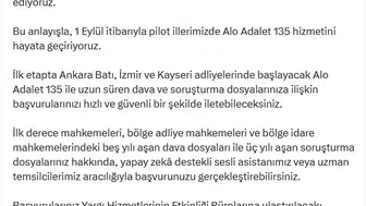 Ankara Batı, İzmir ve Kayseri'de yargıya yeni dönem Alo Adalet 135 ile dosyalar artık telefonla takip edilecek