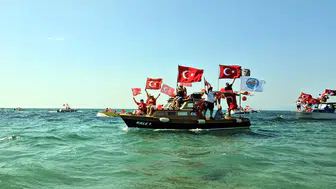 Saros Körfezi'nde dev konvoy: 200 tekneyle zafer selamı