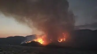 Marmaris Ataköy’de orman yangını havadan ve denizden söndürülüyor