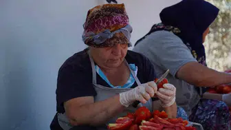 Ayvalık Küçükköy’de kadınların elinden doğal salça bereketi