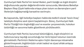 CHP Menderes Belediye Başkanı İlkay Çiçek hakkında ihraç kararı aldı