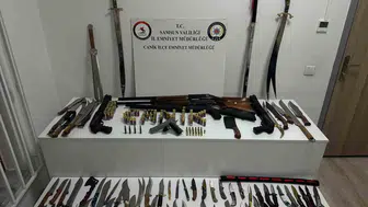 Samsun Canik’te silah operasyonu Bir kişinin evinde cephanelik çıktı