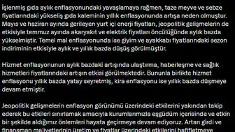 Temmuz enflasyonunda yeni tablo ve reform mesajı