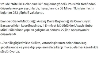22 ilde dev dolandırıcılık operasyonu 253 kişi yakalandı