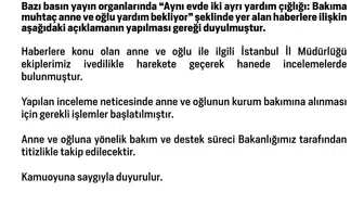 İstanbul’da yardım bekleyen anne ve oğluna devlet eli uzandı