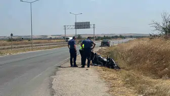 Babaeski’de motosiklet sürücüsü yolda savruldu