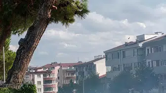 Bandırma'da düğün konvoyu dehşeti Havai fişek okul bahçesindeki çamı yaktı