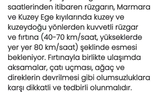 Marmara ve Kuzey Ege için kritik uyarı: Fırtına hayatı olumsuz etkileyecek