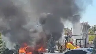 Aksaray'da hastane çıkışı korku dolu anlar: Otomobil bir anda alev topuna döndü