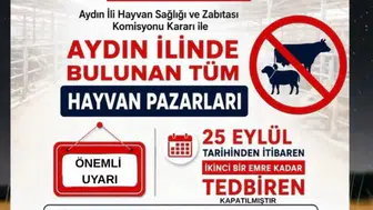 Aydın'da hayvancılık sektöründe kritik karar: Pazarlar süresiz kapatıldı