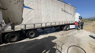 D100 karayolunda alevlere teslim olacakken beton mikseri imdada yetişti