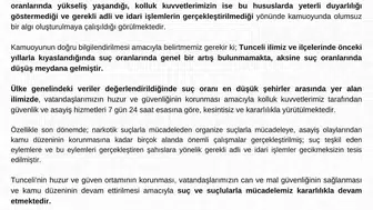 Tunceli'de asayiş tartışmalarına valilikten net yanıt: Rakamlar gerçeği yansıtıyor