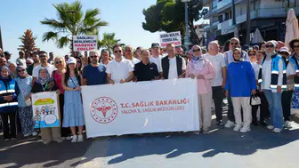 Çiftlikköy sahili bu kez sağlık için doldu taştı