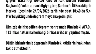 Şanlıurfa merkezli sarsıntı Elazığ'ı tedirgin etti: Valilikten ilk açıklama geldi