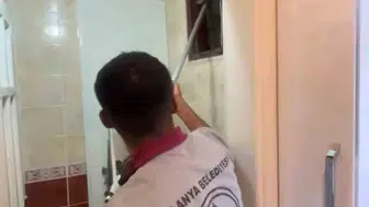 Alanya'da apartman boşluğunda mahsur kalan kedi için seferberlik