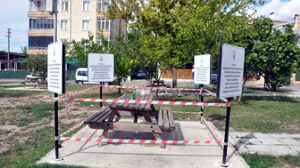 Lüleburgaz'da parkta şok uygulama: Kirletilen oturma grubu mühürlendi