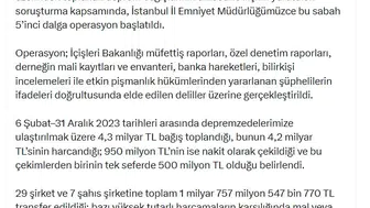 Deprem bağışlarında dev operasyon: 20 ilde 53 şüpheli için düğmeye basıldı
