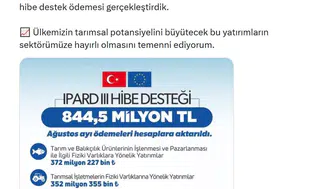 Kırsal kalkınmada dev bütçe: Ağustos ayı destek ödemeleri hesaplara yattı