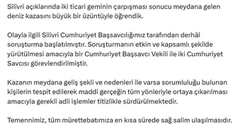 Silivri açıklarında korkutan çarpışma: Adalet Bakanlığı'ndan flaş soruşturma hamlesi