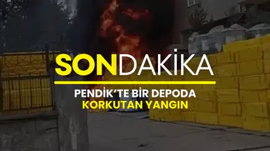 Pendik’te bir depoda korkutan yangın: Ekipler yangına müdahale ediyor