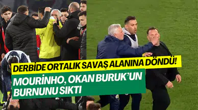 Derbide maç sonu sahada olay: Jose Mourinho, Okan Buruk’un burnunu sıktı