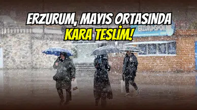 Erzurum’da Mayıs ayı kışı aratmadı: Kent beyaza büründü