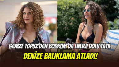 Gamze Topuz Bodrum’da tatilde: Kırmızı bikinisiyle balıklama atladı