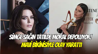 Simge Sağın’dan göz alıcı tatil pozları: ‘’Kendime çocuk bikinisi almışım’’