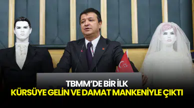 TBMM’de Bir İlk: Kürsüye Gelin ve Damat Mankeniyle Çıktı