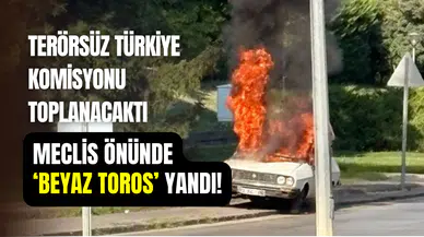 TBMM önünde ‘Beyaz Toros’ yandı: 1 kişi gözaltında