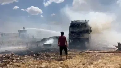 Viranşehir yolunda saman yüklü TIR alevler içinde kaldı