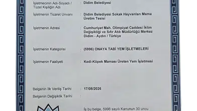 Didim Belediyesi kendi mama üretim tesisi için resmi onayı aldı